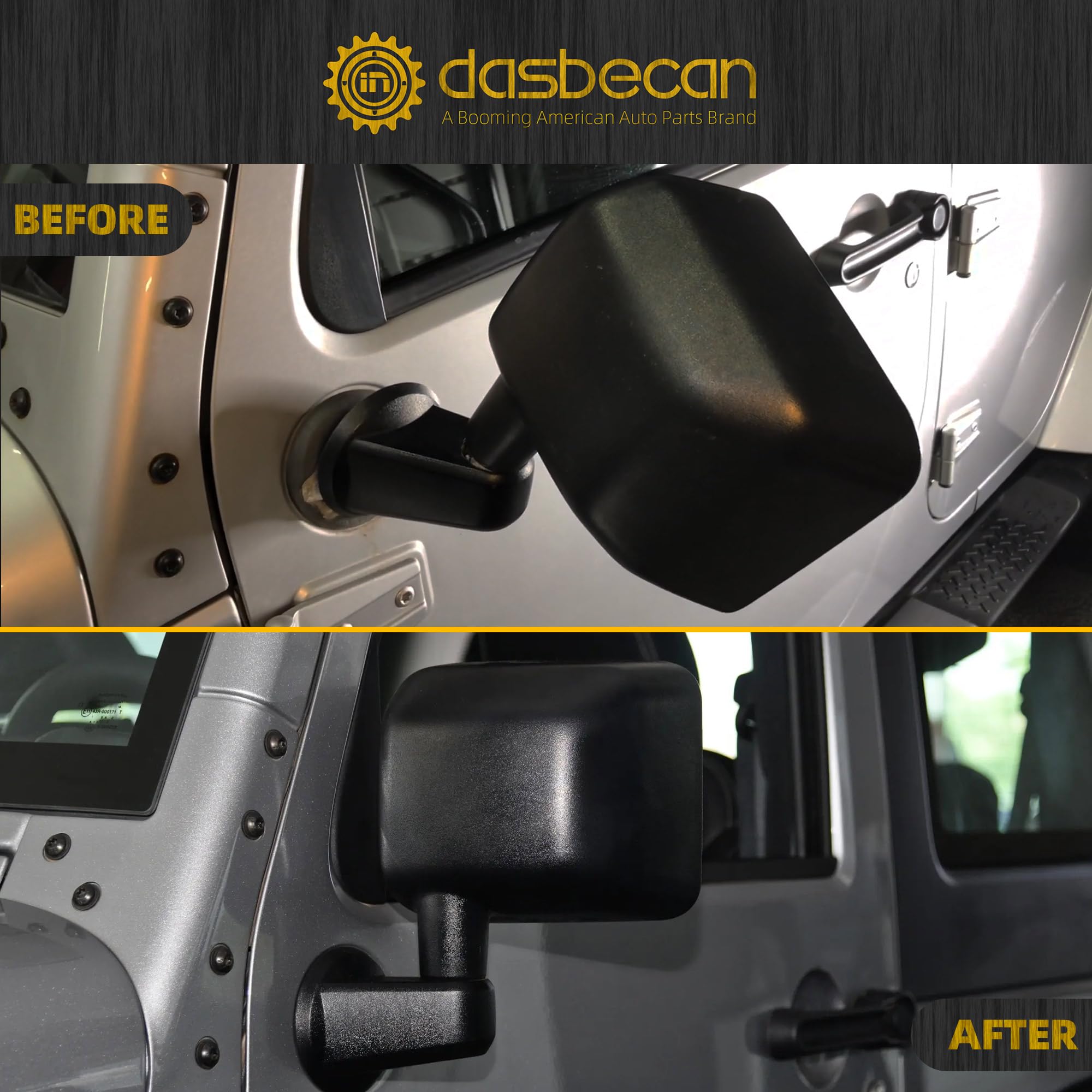 Amazon | Dasbecan 右ミラー 07-18 Jeep Wrangler JK ブラック 3ピン